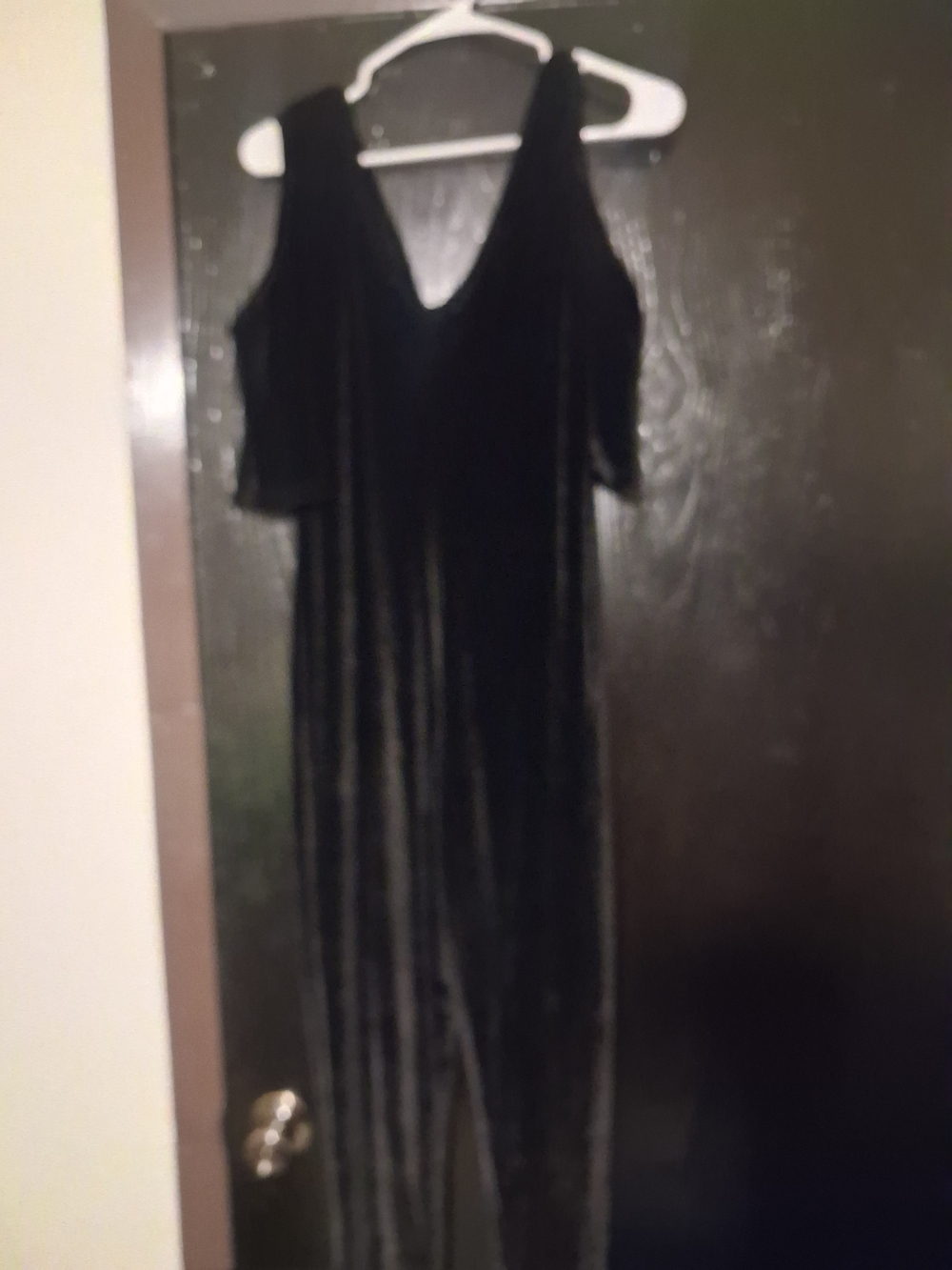 Women's Black Velvet Cold-Shoulder Jumpsuit Ashley Stewart Size 14 16